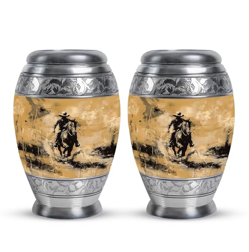 Image of Cowboy Urn - Small Keepsake for Human Ashes - Cremation Holder for Women (3 Inch, Pack of 2)