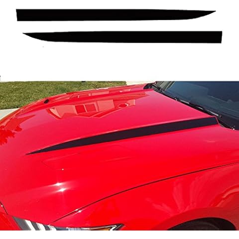 x xotic tech Hood Spear Side Stripe Decal Sticker Compatible with Ford Mustang 2015-2023, Glossy Black Cover