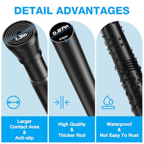 Image of MEXAU 1Pack Spring Tension Curtain Rod 44-77 inch Black Small Tension Rod | Adjustable Curtain Rods No Dilling Extendable Spring Tension Rod Short Curtain Rod for Windows, Kitchen, Bookshelf, Closet