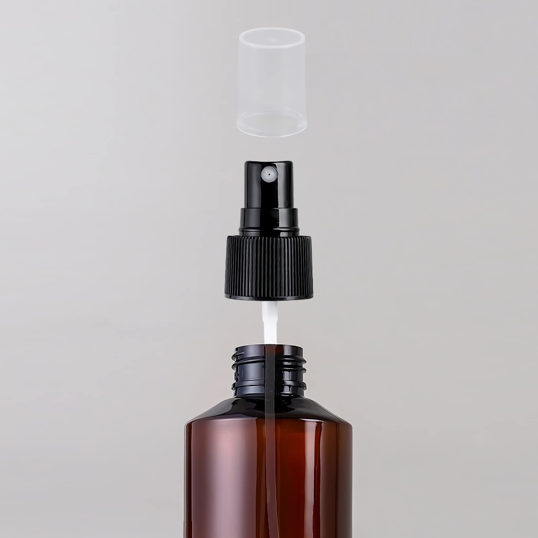 24 Piezas 200 ml Botella de Spray Plástico Vacías Marrón con Bomba en Spray Negro de Niebla Fina Atomizador Pequeño para Perfume Viaje Artículos de Agua Cosmético Alcohol