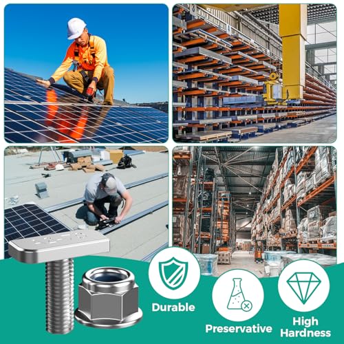 BREANIFULL 30 Stück T Schrauben mit Sperrzahnmuttern T Hammerkopfschrauben mit Flanschmutter M8 x 20mm Hammerkopfschrauben Gewächshaus Schrauben für PV Solar Montageschienen Photovoltaik