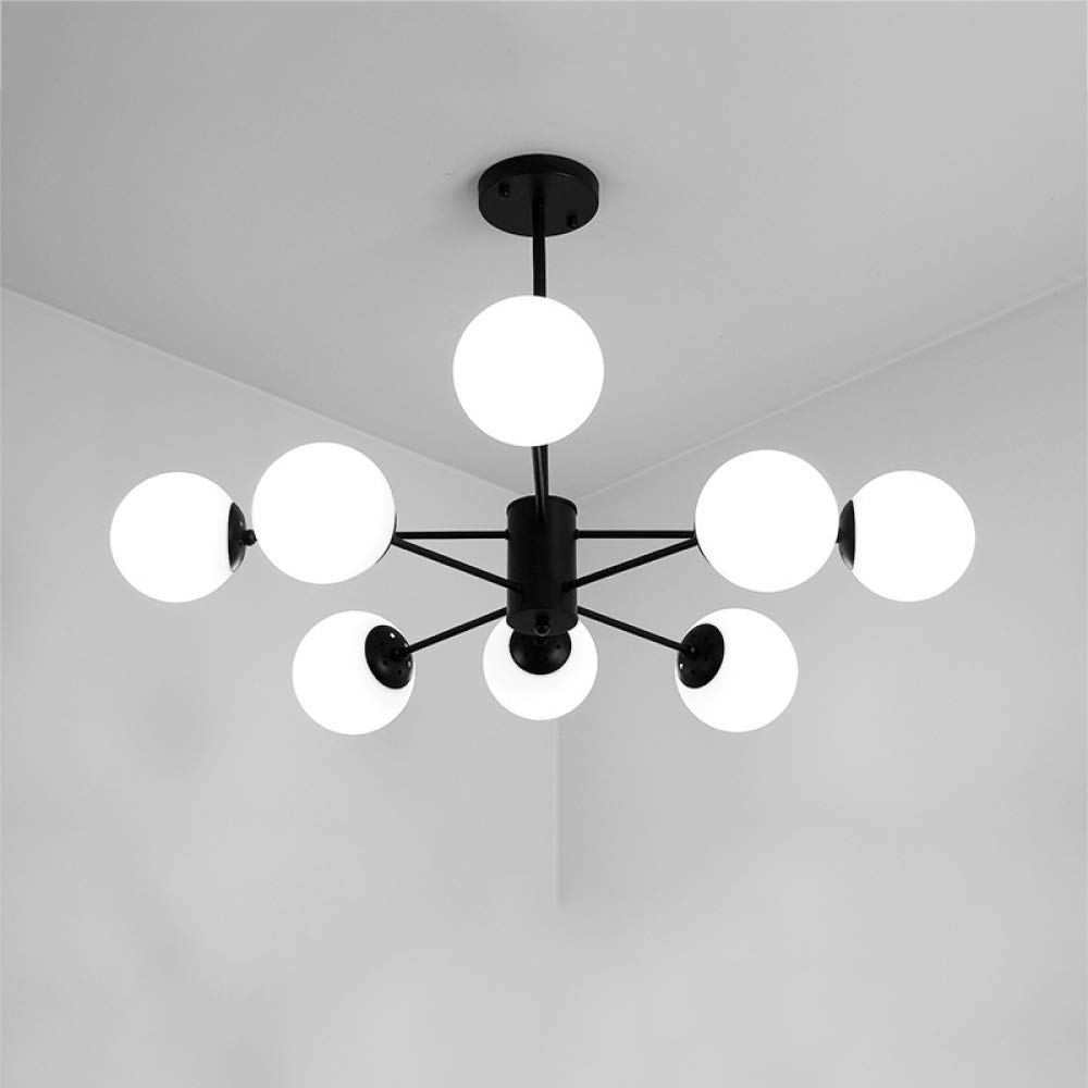 KXEcoLife Magic Bean Molecular Chandelier,LED Sputnik Pendant Light Postmodern Nordic Creative Hanging Lamp Living Room Bedroom Restaurant Lamp,Black+WhiteLight-8Heads