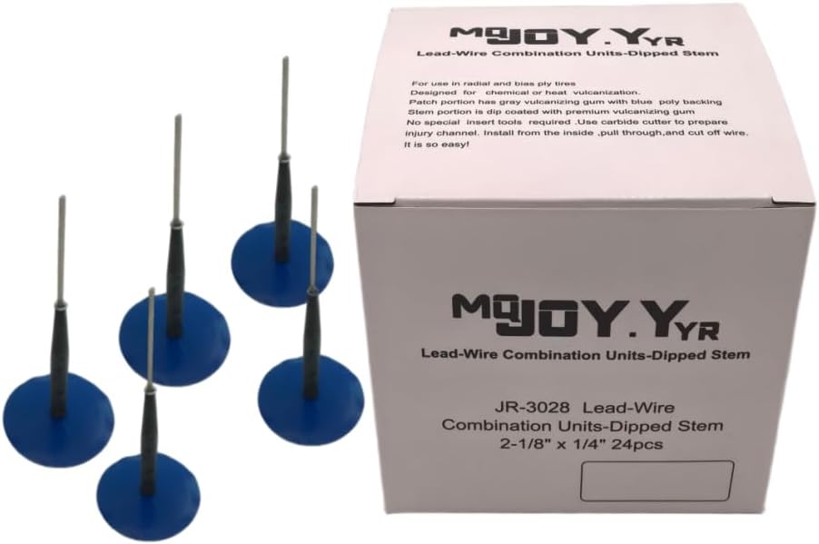Joy.Y JR-3028 24pcs Combination Repair Unit Tire Repair Patch Plug 2-1/8" x 1/4" 45x6mm Mushroom Nail Boot Kit Wired for Car Motorcycle Truck Bus