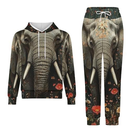 Boys Girls 2 Piece Sets Hoodie and Pants Sweatshirt Set 2 Pieces for Kids, Elephant Vintage4