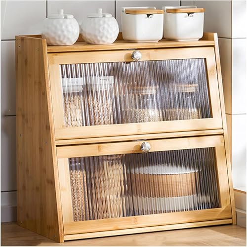 Despensa de cocina con puerta de plástico para almacenamiento de platos y cuencos, cuenta con placa trasera sellada para una organización a prueba de polvo