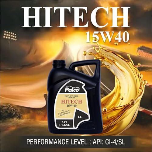 Image of PALCO HITECH 15W40 API: CI4 / SL Heavy Duty Diesel Engine Oil Synthetic Technology | Maximum Power & Superior Protection | For SUVs, MUVs & Crossovers | 5 Litre (Pack of 1)
