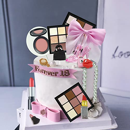 15Pcs Makeup Cake Toppers Makeup Cake Decorations Birthday Cake Decorations Bridal Shower Cake Topper Makeup Birthday Party Supplies #TOP2