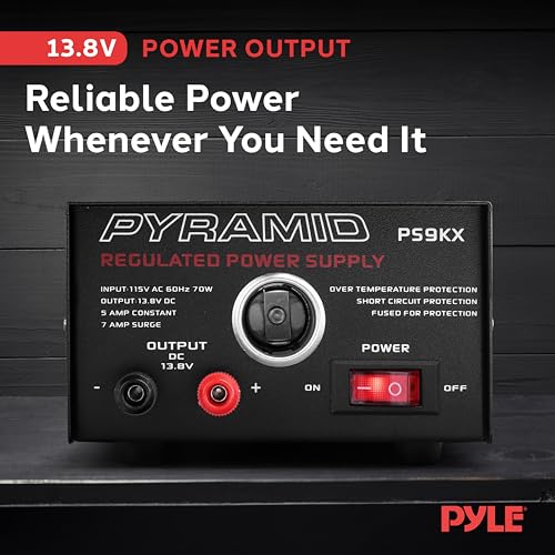 Pyramid PS9KX Universal Compact Bench Power Supply-5 Amp Linear Regulated Home Lab Benchtop Converter W/ 13.8 Volt Dc 115V Ac 70 Watt Input, Screw Type Terminal, 12V Car Cigarette Lighter thumb #1