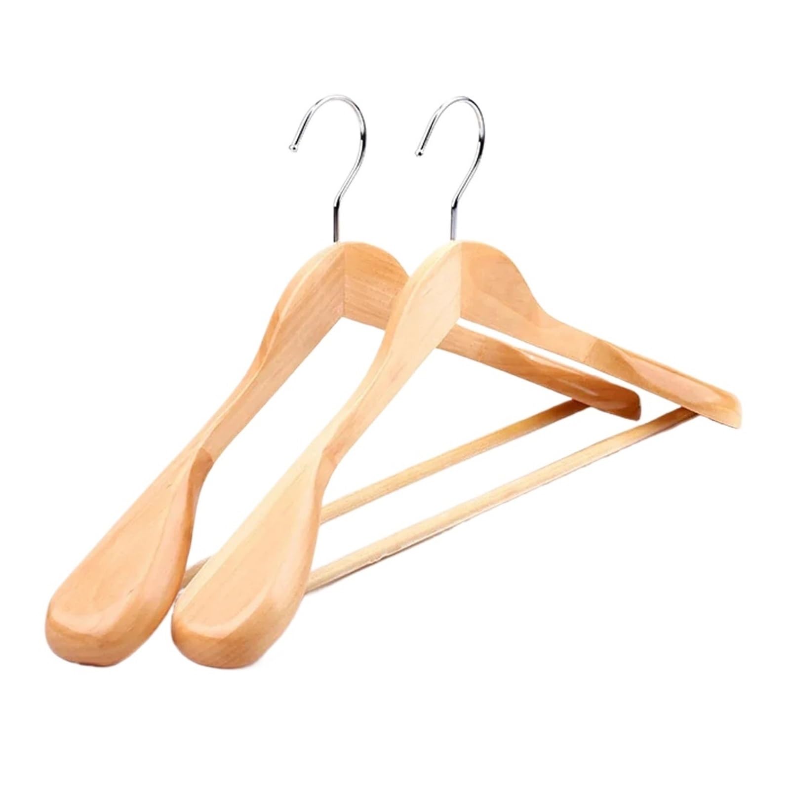 Wooden hangers 2pcs Thickened Suit Coat Hanger Solid-Wood Clothes Wide Shoulder Seamless Household Support Wooden for suit(Wood color)