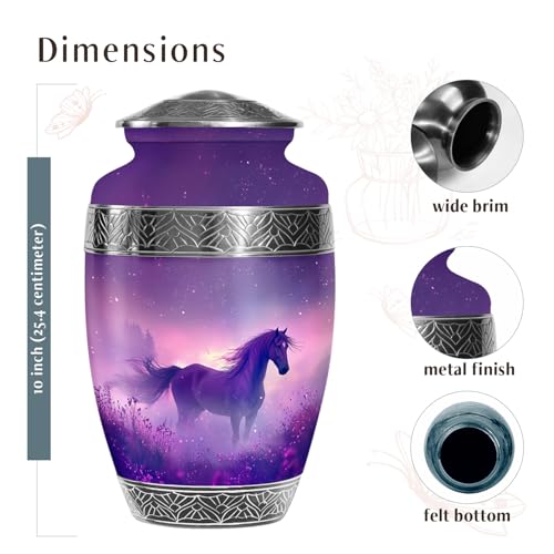 Image of Horse Urns for Human Ashes Adult Man - Large Cremation Urn for Women - Decorative Purple Urn for Human Ashes Adult Male and Female