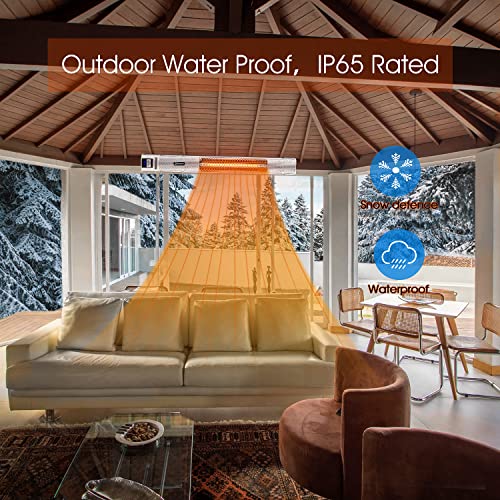 Techdorm Electric Patio Heater, Indoor/Outdoor Wall Mounted Heater, 1500W Fast Heating Infrared Patio For Garage, Backyard And Large Room With Remote Control (Silver) #TOP4