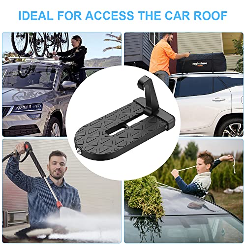 URAQT Klappbarer Auto Türpedal, Türstufe Trittbretter mit U Haken Verriegelung, Fußrasten Fahrzeug mit Sicherheitshammer und 4 Kunststoff Haken, Autotürstufe zum Autodach für SUV/RV, Schwarz