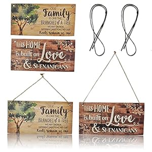 YMIFEEY 2 Stück Gartenschild Holz Schild Garten Spruch zum Hängen, 20x10cm Türschild Spruchtafel Familie Dekoschild Holzschild mit Sprüchen Gartendeko Rostdeko Wandbild Außendeko (Typ A)