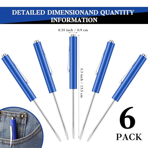 Image of 6 Pieces Pocket Screwdriver Mini Tops And magnetic pocket screwdriver with A Single Blade Head for Mechanical, Electrician (blue)