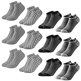 MOCOCITO Sneaker Socken Herren Damen | aus Baumwolle 12 Paar, Sportsocken Damen 39-43 | Füßlinge | Laufsocken | Kurze Socken | Punkte, Gestreift Socken | Größen 39-43 [Schwarz+Grau]