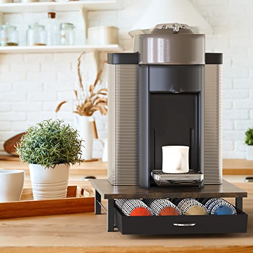 Image of Deco Brothers Vertuo Pod Holder Drawer, Fits 24 Large or 48 Small Capsules | Compatible with Nespresso Pods, Rustic Brown