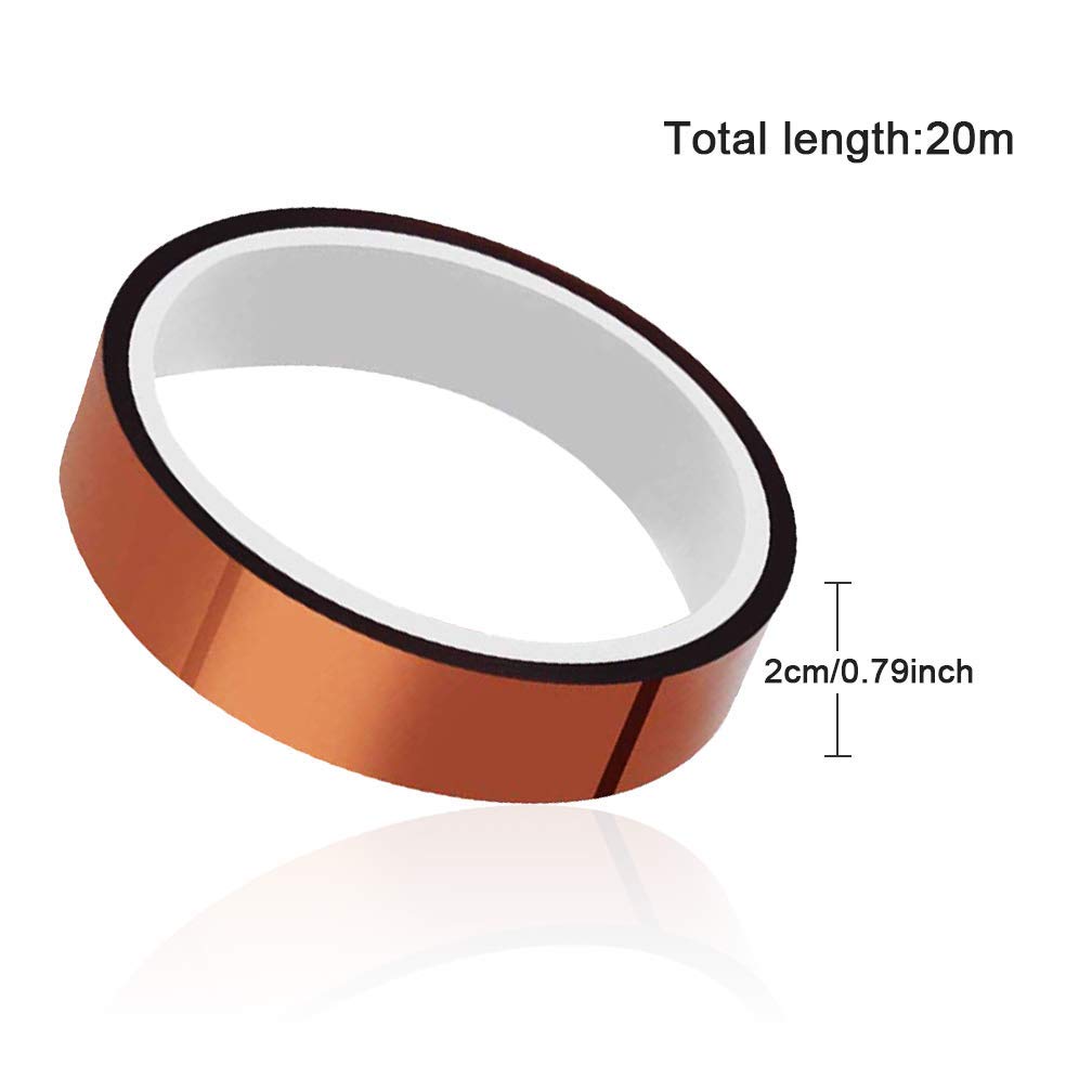 Viaky 4/5''x108ft High Temp Tapes Polyimide Film Adhesive Tape Multi-Sized Heat High Temperature Resistant Tawny Tapes for Electric Tasks, 3D Printers, Solder, Painting and Packing Fixing (Brown)