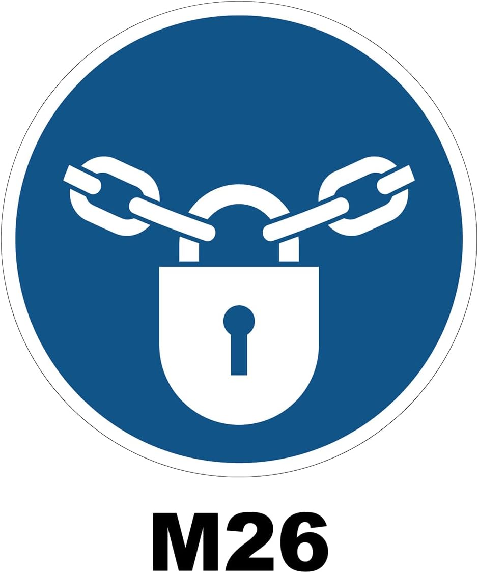 Mandatory NF ISO7010 Mandatory Mandatory Adhesive Sticker Round Laminated Water and UV Resistant Mandatory Lock Diameter 10 cm