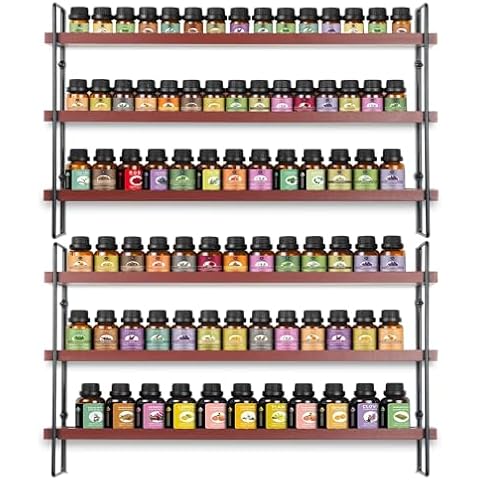 Alyoen 6 Tiers Essential Oil Storage Shelf, Essential Oil Storage Organizer Display Rack, Nail Polish Holder Paint Organizer Wall Mount Holds 90 Bottles Cover