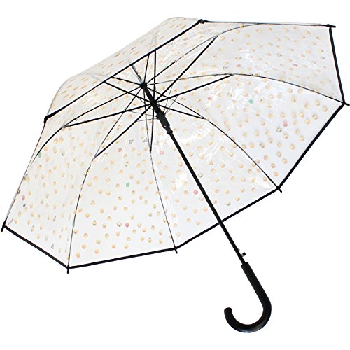 Durchsichtiger Regenschirm von Happy Rain mit Emoticon-Design