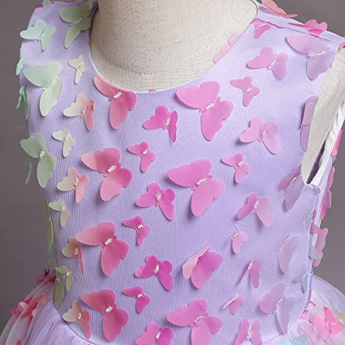 IWEMEK Flower Girl Butterfly Dress Sleeveless Princess Tulle Long Dress Birthday Wedding Pageant Dance Party Puffy Ball Gowns4