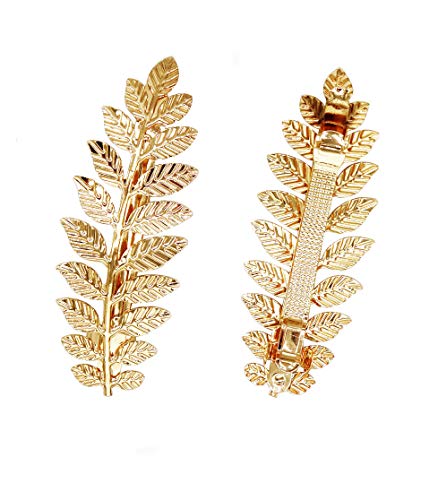 2 Pcs Gold Toga Party Halloween Greek Goddess Costume Gold Leaves Hair Barrettes (Halloween Gold Leaf Hair Clips)