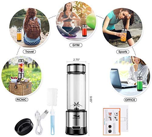 Goldfox Portable Blender, Usb Rechargeable Personal Blender For Shakes And Smoothies, 15Oz Detachable Portable Juicer Cup Small Fruit Juice Mixer For Travel, Gym, Office, Etc. (With Brush) #TOP5