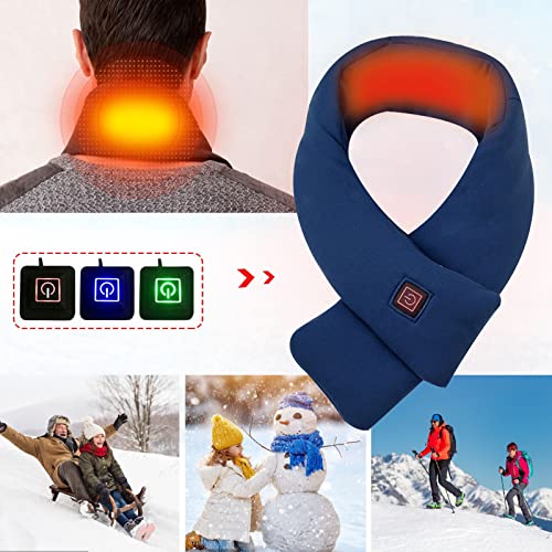2024 New Warm Heated Scarf, Heated Scarf for Women Men, Heating Pad for Neck, Soft Fleece Winter Scarf, USB Smart Heating Neck Scarf for Christmas Gifts (Navy)2