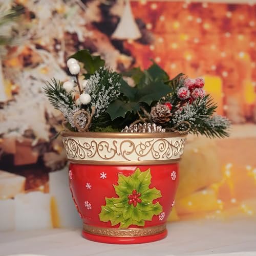 forkai Holiday Planters for Indoor Plants, Resin 6 Inch Plant
