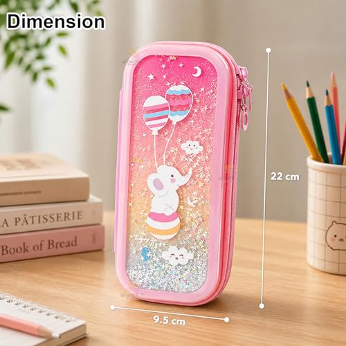 Image of WISHKEY Multipurpose Cute Cartoon Printed Pencil Case with Compartments for Kids, Large Capacity School Supply Organizer Students Stationery Box Pen Pouch with Zipper for Girls Boys Multicolor