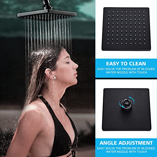 Juego de grifería para ducha con válvula, grifo para bañera y ducha, cabeza de ducha de 15,24 cm (6 pulgadas) con 3 chorros y salida para bañera, kit de acabado para ducha con una sola palanca, sistema combinado para baño, color negro miniatura 5