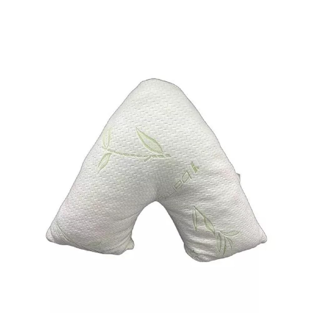 VL Bamboo Memory Foam V-Pillow Orthopedic Support Cushion for Neck, Back & Head – Pain Relief for Sleep & Relaxation (1 x Bamboo V-Pillow (74x33 cm))