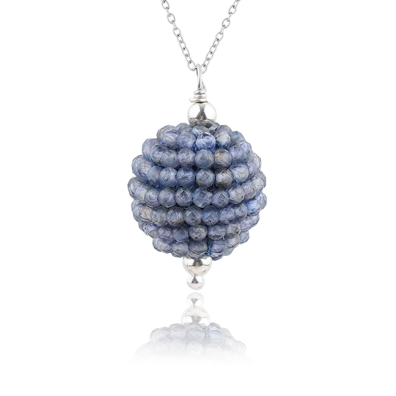 ColouredRocks IOLITE Gemstone Beads Trendy Pendant Necklace, Daily Wear Women Jewelry, Birthday, Anniversary Gift for Mother, Mom, Wife, Daughter, Girlfriend, Silver Plated...