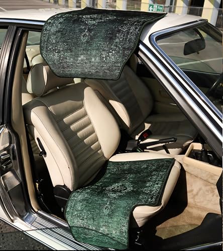 Image of Premium Oriental Rug Look Car Floor Mat for Amaze Custom Fitted, Luxury Car Foot Mats Compatible with Honda Amaze, Set of 5 Pcs, 100% Waterproof and Washable, Classic Green
