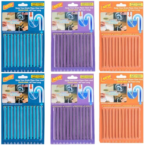 Lot de 72 bâtons de vidange parfumés pour évier, lavabo, baignoire, empêche les obstructions des trous de bouchon et maintient l'eau qui coule librement - Nettoyant enzymatique naturel et durable Lot de 72 bâtons de vidange parfumés pour évier, lavabo, baignoire, empêche les obstructions des trous de bouchon et maintient l'eau qui coule librement - Nettoyant enzymatique naturel et durable
