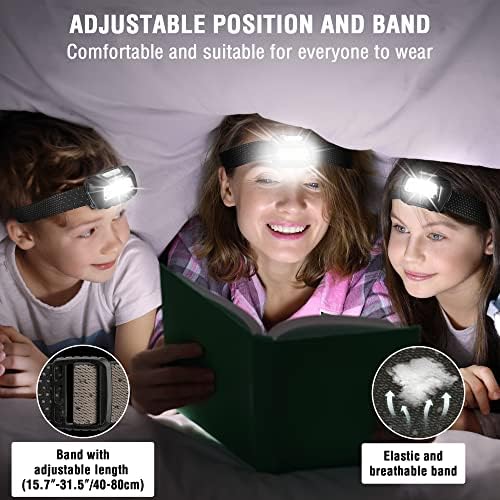 EVERBRITE Head Torch Rechargeable with Motion Sensor, 350 Lumen Super Bright Lightweight COB Headlamp, 6 Modes Adjustable Red Headlight for Running, Camping, Hiking, Fishing, Hunting, Cycling-Black