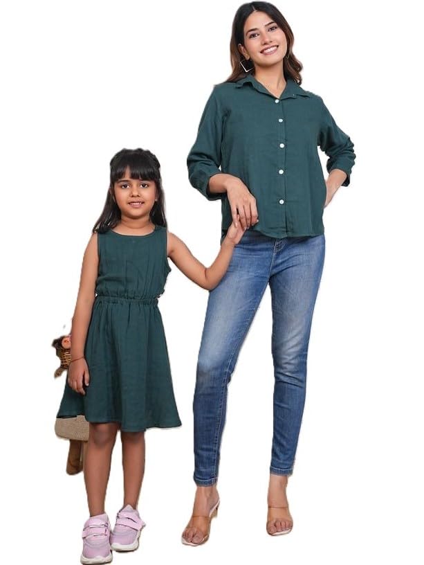 Image of Maaesa Women & Girls Mother Daughter Matching Shirt Combo || Rayon Tie-Dyed Shirt || Full Sleeve || Casual Wear || Family Twinning Outfit