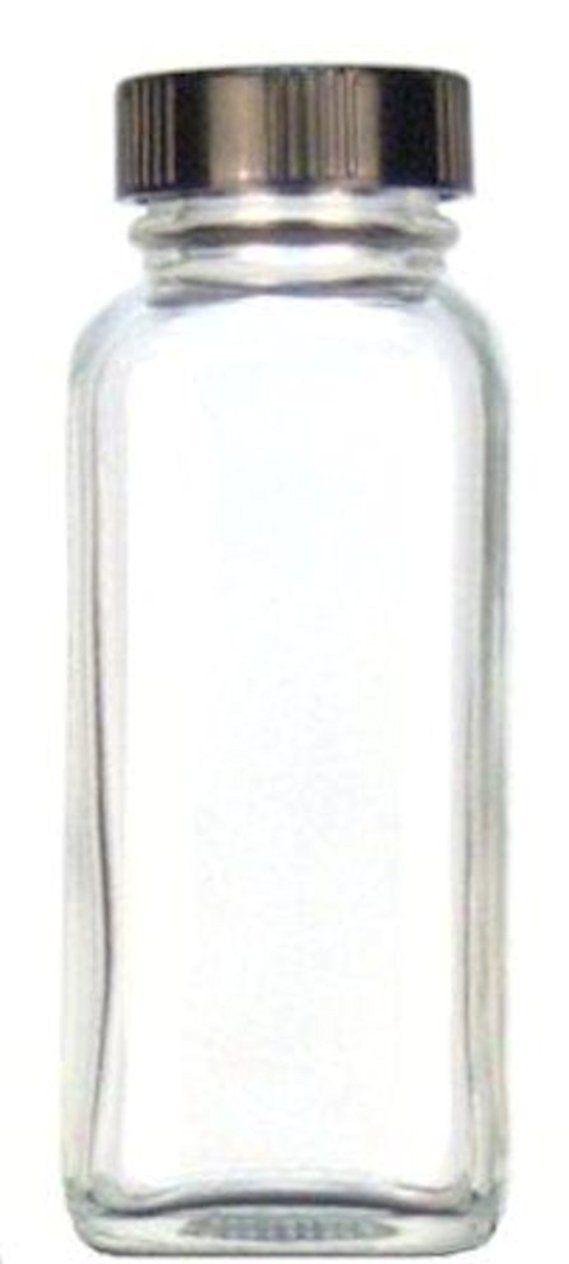 Kimble 5610843C-24 Glass French Square Bottle with Cap, White Rubber Liner, Clear, 250ml Capacity (Case of 84)