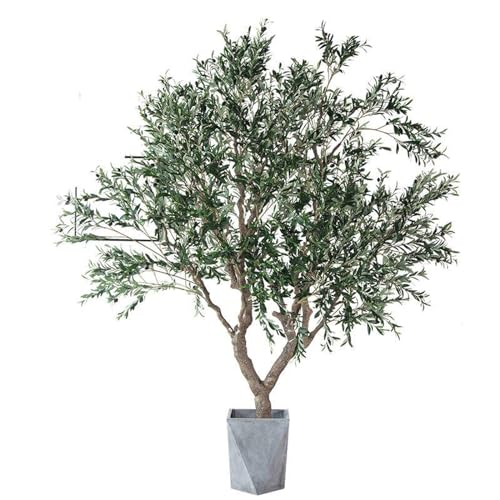 KIBONCY Azeitona artificial, azeitona falsa de seda com ramos e frutos, oliveiras para interiores e exteriores, para decoração de casa, escritório, sala de estar, lobby e alpendre, 1,5 m / 59,1 pol