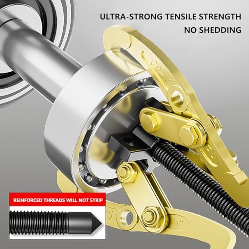 Heavy Duty 3 Jaw & 2 Jaw Gear Puller Tool for Pulley, Bearing, Flywheel Removal - 16in Size, Carbon Steel, Horizontal/Vertical Use, 14in/8T Capacity