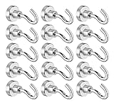 ilauke Crochets Magnétiques 16pcs Crochet Aimants avec Puissant Aimant Néodyme Force d’attraction de 8kg pour Utilisation Intérieur Extérieur Cuisine Salle de Garage Casiers