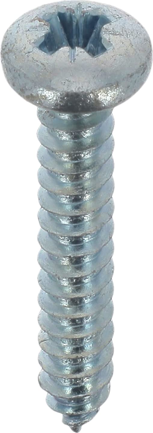 Pozidrive A4 Cylindrical Pan Head Stainless Steel Screw 4.2 mm x 25 mm, DIN 7981, White Zinc, Pack of 40