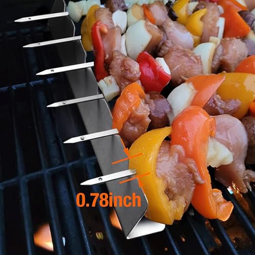 4 Stück Grill Spieße Rack, Edelstahl Spieße Halte, BBQ Halterung für 6 Spieße, BBQ Grillen Zubehör, für Grillen von Schaschlik, Stockbrot und Kebab, 30 x 3 x 4.5cm