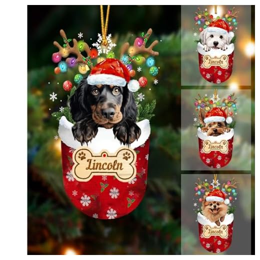 FAMITRENDZ Personalized Gordon Setter in Snow Pocket Christmas Ornaments, Custom Gordon Setter Dog's Name, 2D Flat Shape Acrylic Ornament, Dogs Lovers Gift for Christmas