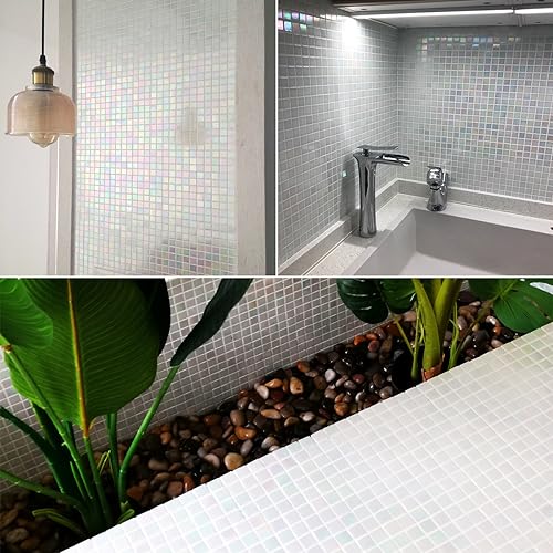 smafusion 11.5sqft Iridescent Tiles for Bathroom Floor and Wall, Kitchen Backsplash, Shower and steam Areas, Accent, Fireplace, Restaurants, Hotels, Laundry, Swimming Pool (10pcs, Rainbow White) - Thumbnail 3