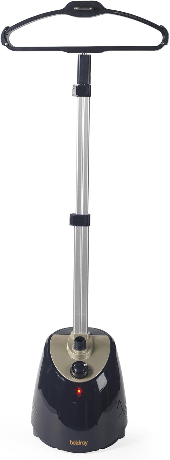 Beldray Freestanding Garment Steamer – Upright, 1.4L Water Tank, 40 Minutes Steam, 360º Rotatable Hanger, Fabric Brush, 3 Steam Levels, Extendable Height, 1800W