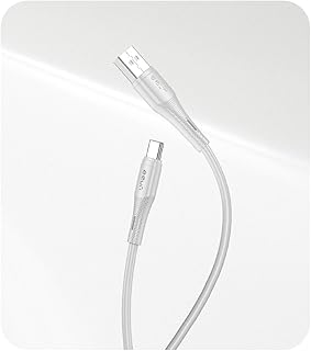 كابل نقل بيانات USB نوع A إلى USB نوع C بسرعة 480 ميجابت في الثانية مصنوع من المطاط الحراري المرن بتقنية الشحن السريع بقوة 60 وات من ايون، (أبيض)