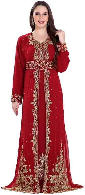 عباية Adiba Creation قفطان قفطان حريمي كاجوال جديد عباية دبي قفطان جميل فانسي مغربي فستان طويل فستان إسلامي أحمر مصمم فستان حجاب إسلامي ، أحمر ، أحمر ، أحمر ، قياسي
