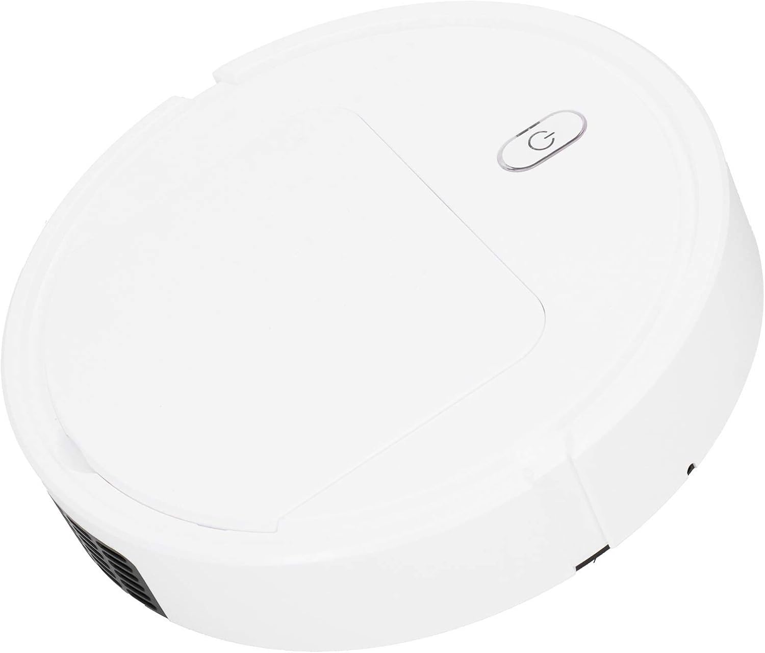 Top view of the robotic vacuum cleaner with the dustbin cover open