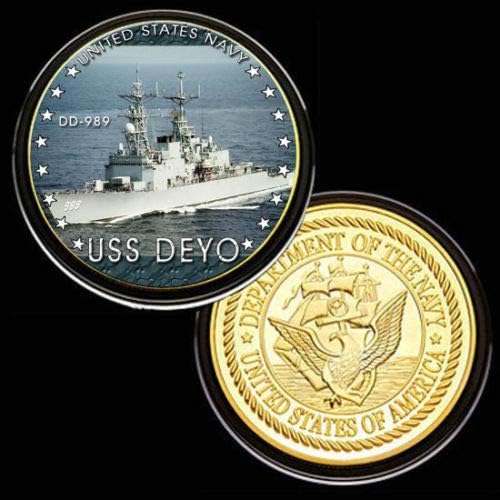 U.S. United States Navy | USS Deyo DD-989 | Gold Plated Colorized Printed Challenge Coin